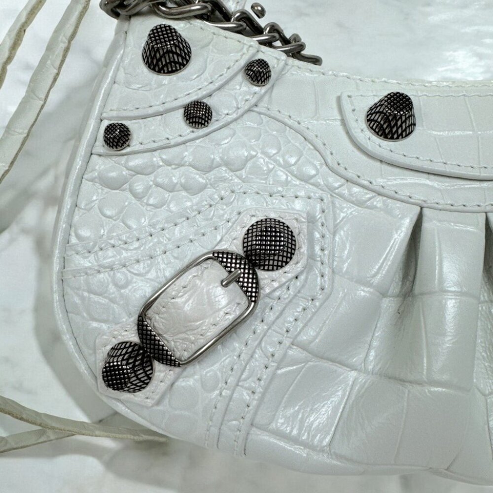 NWT Authentic Balenciaga Le Cagole Crocodile Embossed Mini Bag With Chain - Picture 10 of 15